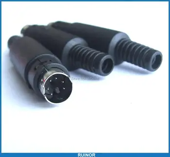 

5 pcs 6 Pin Mini DIN Jack Male plug Connector Plastic Handle Cables Soldering
