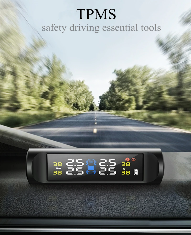 Универсальная беспроводная система контроля давления в шинах TPMS на солнечной
