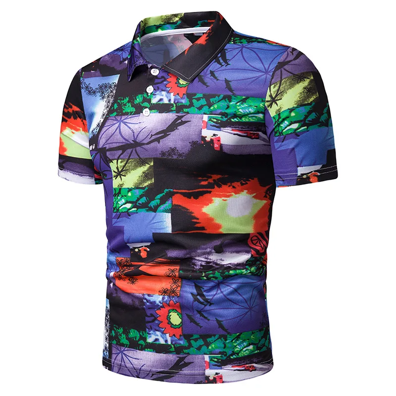 Мужская летняя рубашка поло с цветочным принтом Размеры M L XL XXL|Поло| |