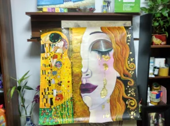 

Free shipping "Kiss" Reproduction of hand painted on canvas good for living room no frame k-08