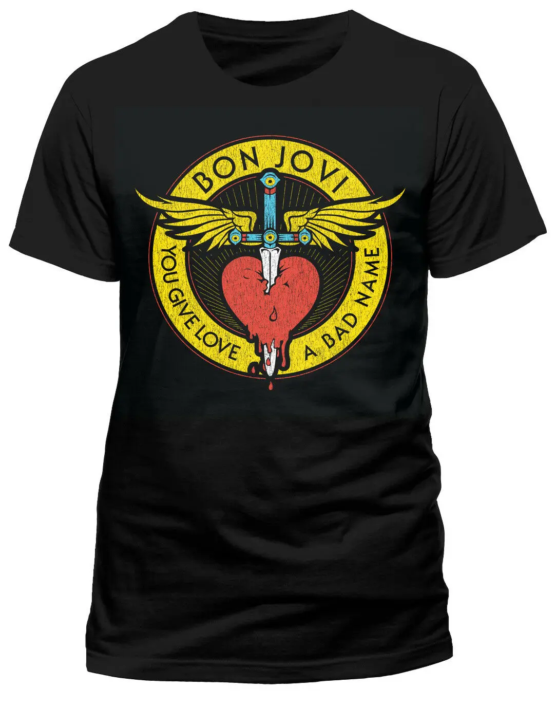 Футболка Bon Jovi «через сердце»-новая и официальная! Мужская и женская модная футболка унисекс бесплатная доставка