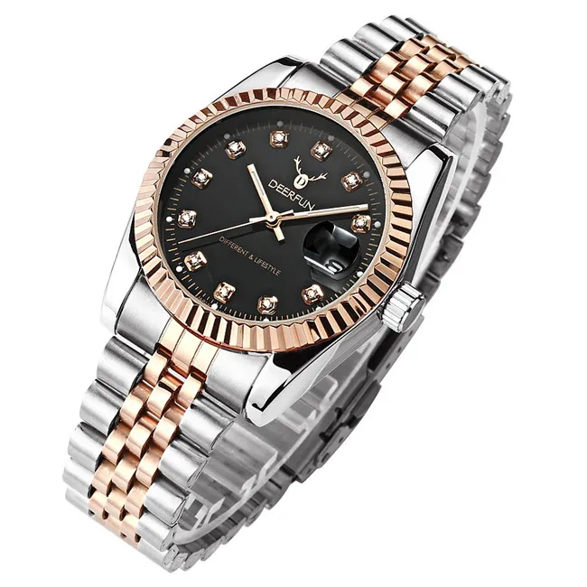 Мужские часы Deerfun известный бренд бизнес розовое золото Алмаз Мода календарь Роскошные водонепроницаемые кварцевые наручные часы Relogio Masculino - Цвет: 9