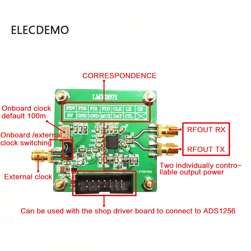 Módulo de Módulo de Fonte de Sinal Módulo de Modulação Módulo de Circuito Fechado Lmx2571 rf fm 2020 ti - Imagem 3