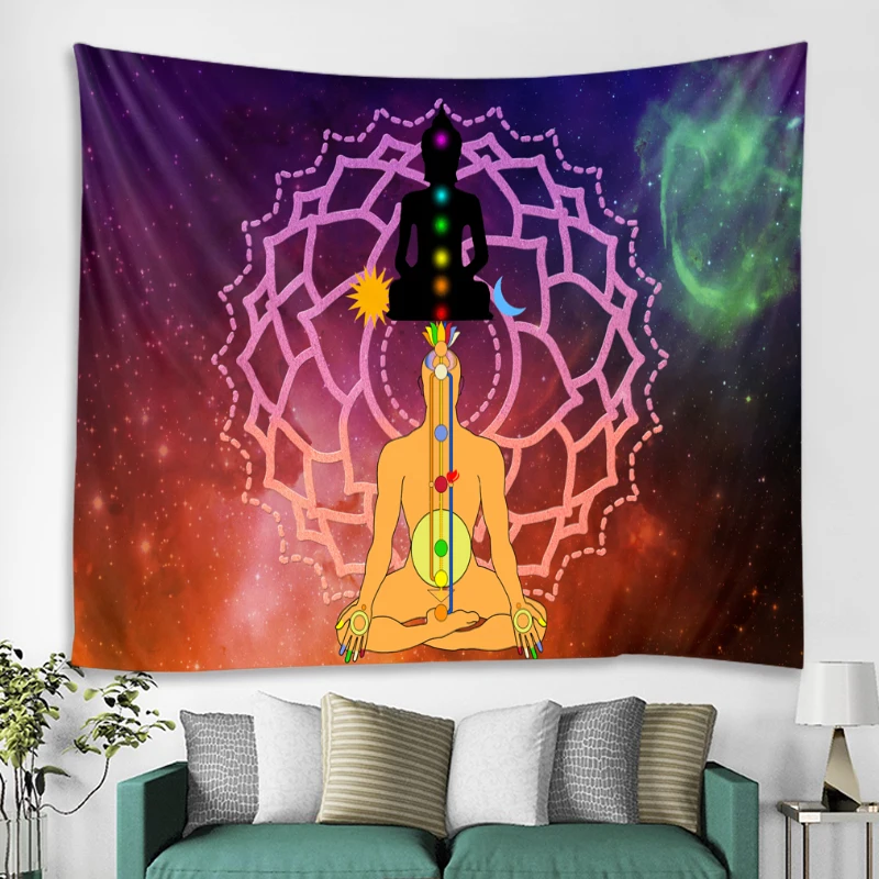 Cosmic Interstellar Decor Psychedelic Tapestry Wall Hanging Indian Mandala Tapestry Hippie Yoga Chakra Tapestries Boho Wall Clot
