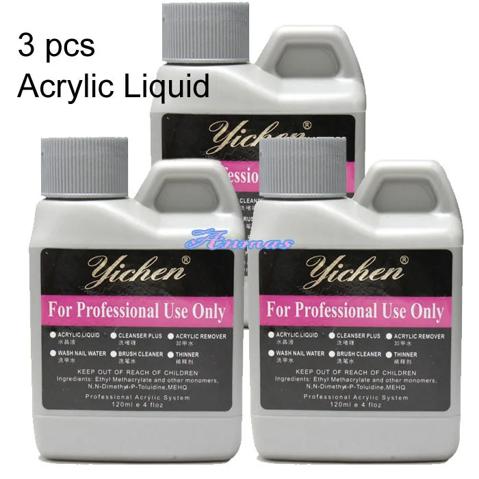 3 Pcs Acrylic Liquid Set False Acrylic Nail Art 120ml Salon