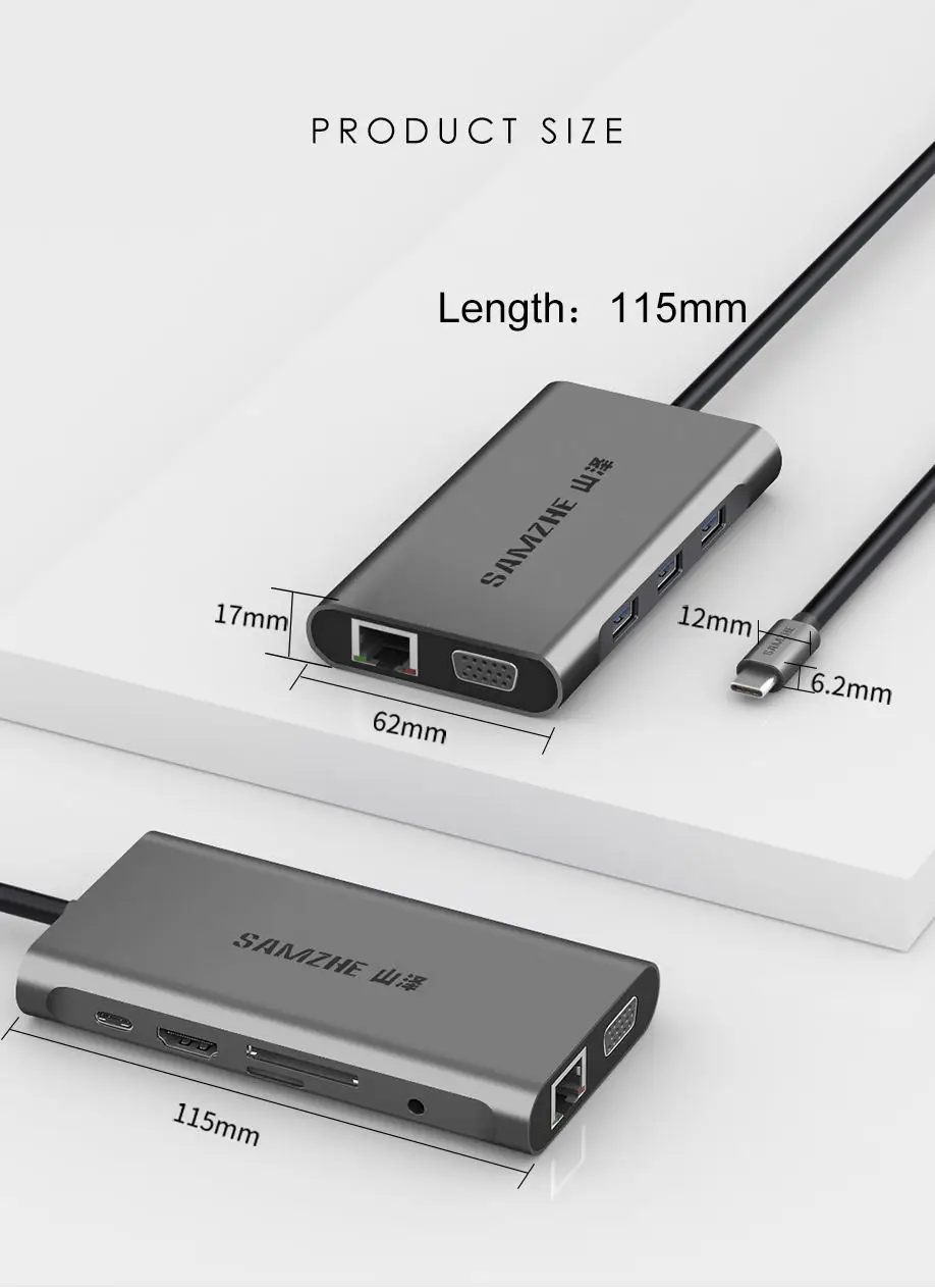 SAMZHE usb-хаб type C к HDMI RJ45 кард-ридер адаптер для MacBook samsung Galaxy S9/Note 9 huawei P20 Pro