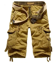 2018 New Summer Men's Casual Loose 3/4 Cargo shorts Multi Pocket Military Shorts Trouser Big Size 29-38