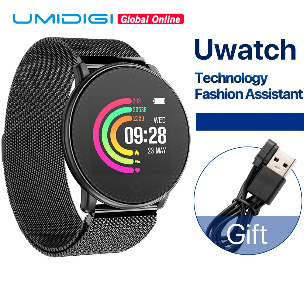 Умные часы UMIDIGI Uwatch для Andriod, IOS OS 64кб 512кб глобальная версия Шагомер фитнес/трекер сна 25 дней в режиме ожидания
