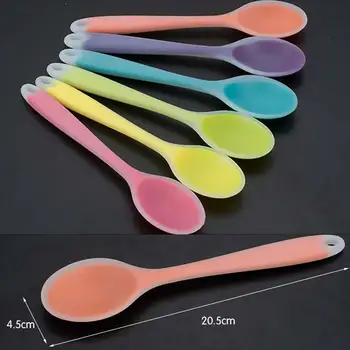 

1pcs Mini Silicone Spoon Colorful Heat Resistant Spoons Kitchenware Cooking Tools Utensil Cucharas Tableware Random Color
