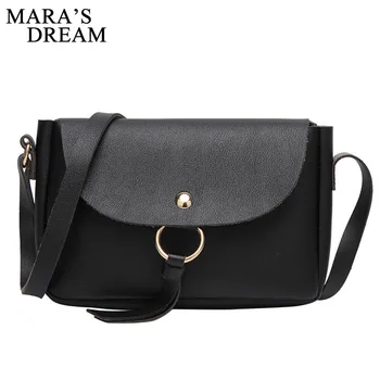 

Mara's Dream 2018 Women Bag Crossbody Bags for Women PU Leather Solid Cover Tassel Metal Round Hasp Handbags Women Messenger Bag