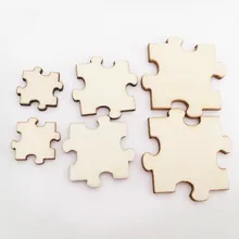 50 pçs inacabado quebra-cabeça de madeira a laser cortar peças de madeira natural diy artesanato de madeira quadrado quebra-cabeça de madeira decoração de festa
