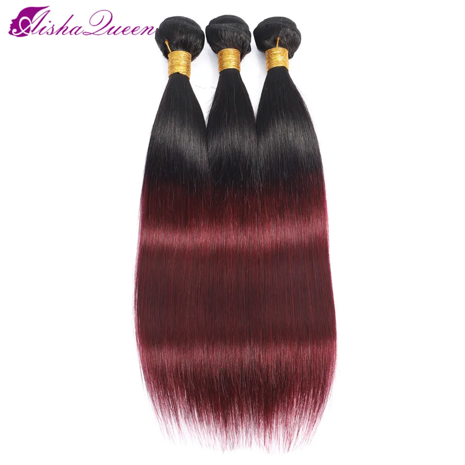 Aisha Queen Peruvian Straight Hair Weave Bundles 1B/99J Burgundy Two Tone Ombre Human Hair Bundles Remy Hair Extensions Aisha Queen Peruvian Straight Hair Weave Bundles 1B/99J Burgundy Two Tone Ombre Human Hair Bundles Remy Hair Extensions