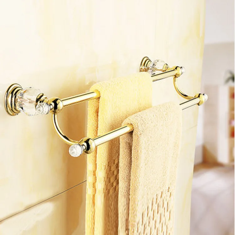 

Towel Bars Bathroom Hardware Bathroom Fixture Home Improvement European style archaize bathroom gold plated double towel bar new