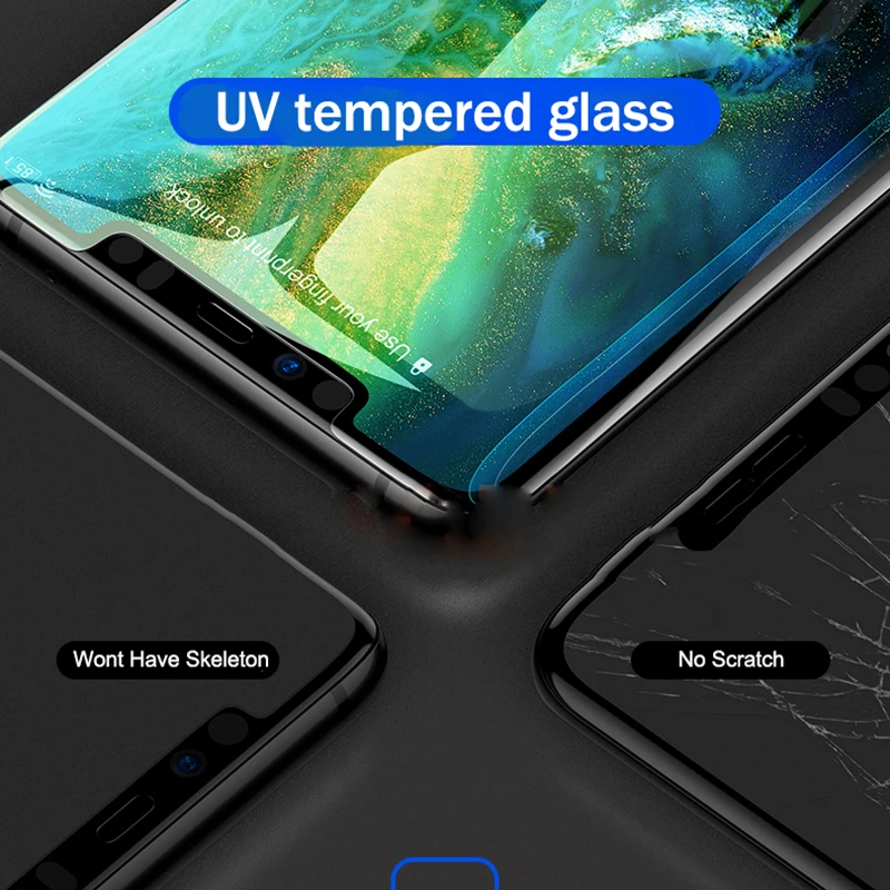 УФ 5D закаленное стекло полное покрытие для LG V40 V30 G7 Защита экрана Huawei P30 P20 Pro Lite Mate