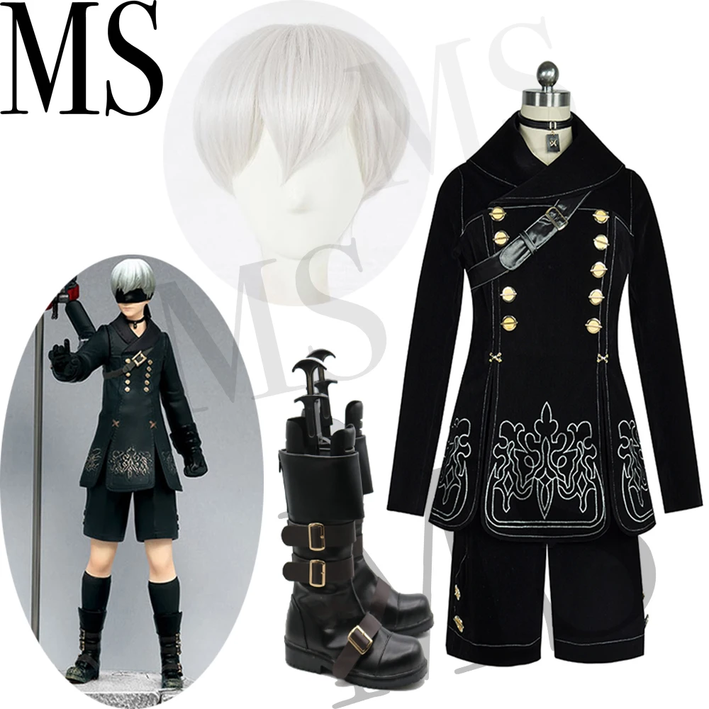 

NieR Automata Cosplay Costumes YoRHa No. 9 Type S uniforms Jacket +Pants+ Backpack + Braces +Gloves+Necklace+tie+wig