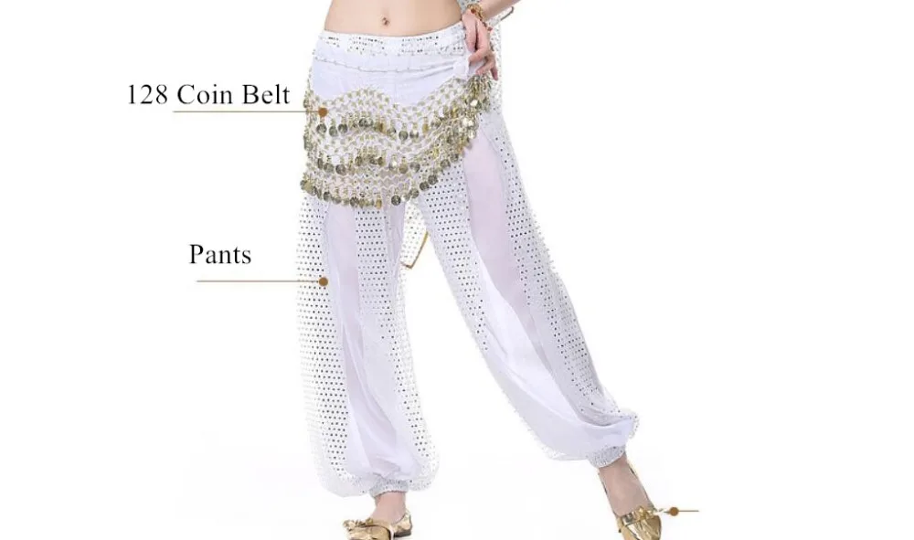 Штаны-шаровары для танца живота, арабские блестящие штаны на Хэллоуин, модные штаны, индийский танцевальный наряд, свободный размер(пояс для монет в комплект не входит