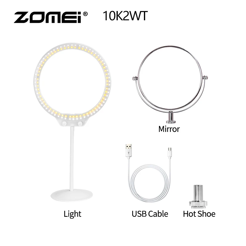 ZOMEI 10 дюймов ZM128 живое наполнение свет красивое кольцо свет затемнение с подставкой для телефона светодиодный кольцевой свет 7,5 Вт зеркало для макияжа фото свет - Цвет: 10K2WT