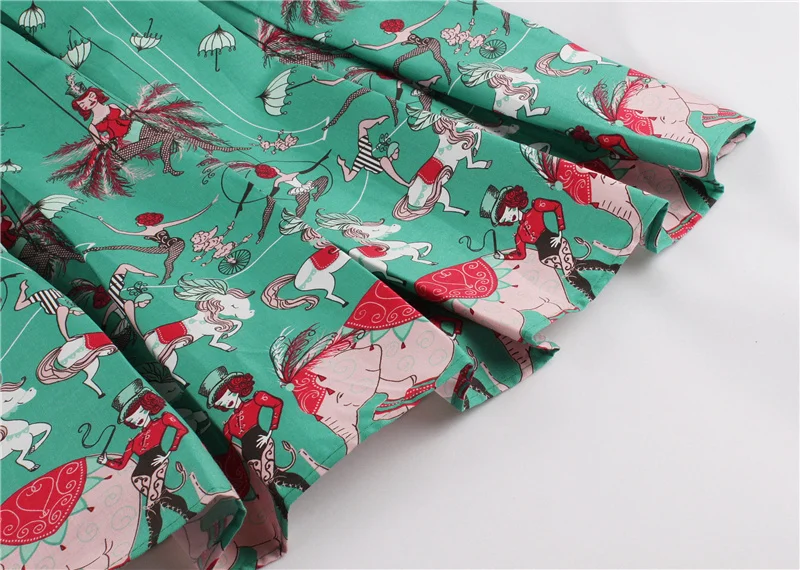 Kostlish Retro Print Flower Summer Skirts Womens 2017 High Waist Vintage Skirt Elegant A-Line Midi Women Skirt Plus Size XXL (49)