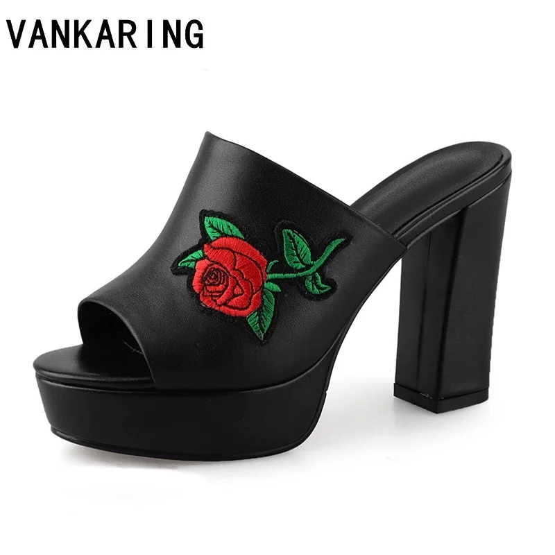 

2019 fashion slippers shoes woman gladiator sandals summer shoes square heels open toe women dress party casual leather sandals