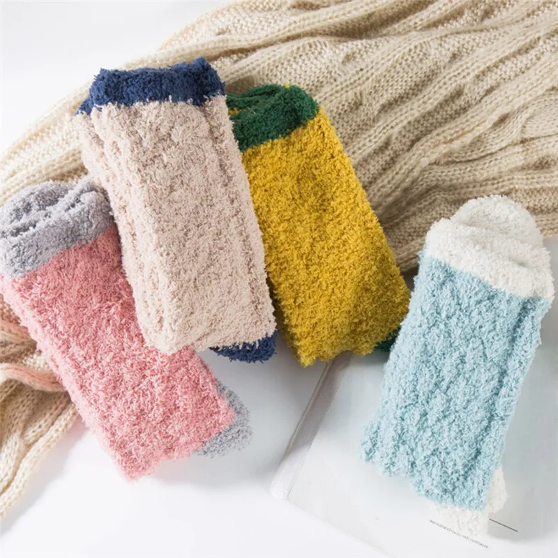 Autumn Winter Cute Cartoon Coral Fleece Socks Couple Thickening Terry Warm Socks Casual Home Floor Socks For Women Men
