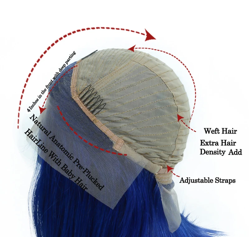 Queenking волосы 250% плотность синий цвет короткие человеческие волосы боб парики кружева спереди с естественным сорванным волосом бразильские волосы remy