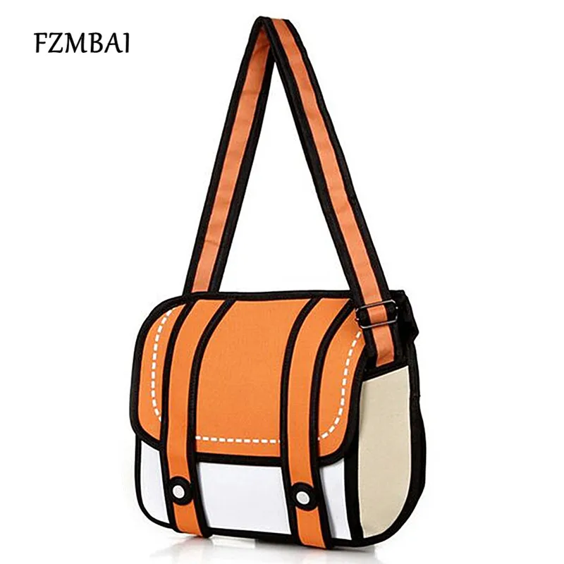 3D Jumper Style 2D Dibujo Cómic Bolso De Hombro Mochila De Caricatura Papel para Libros