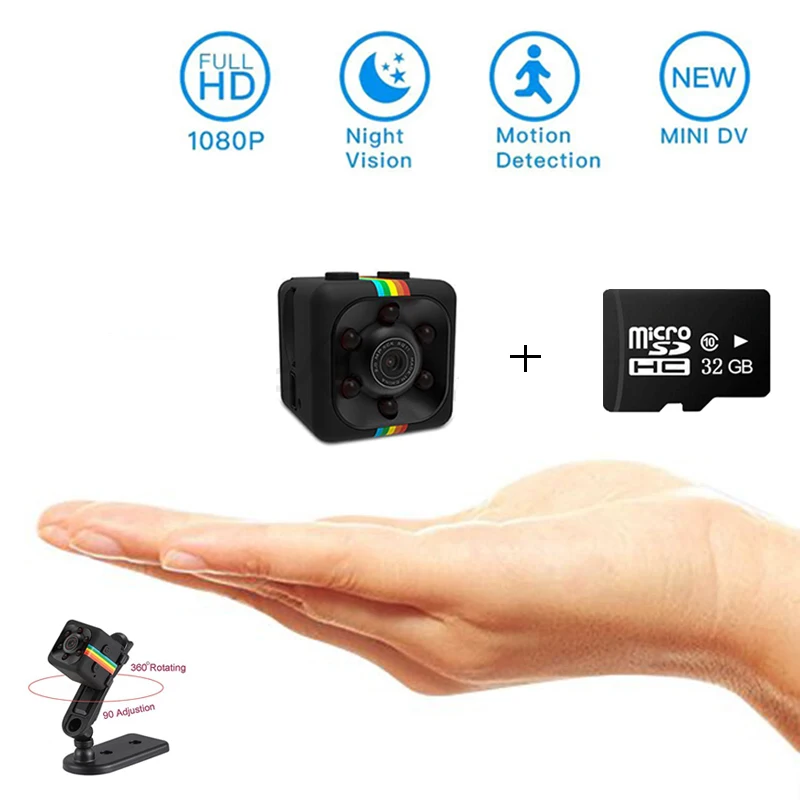 

1080P Home Security Mini Camera HD Video Camera Recorder Night Vision Sport Cam Camera DVR Micro Memory Card TF Card 32GB