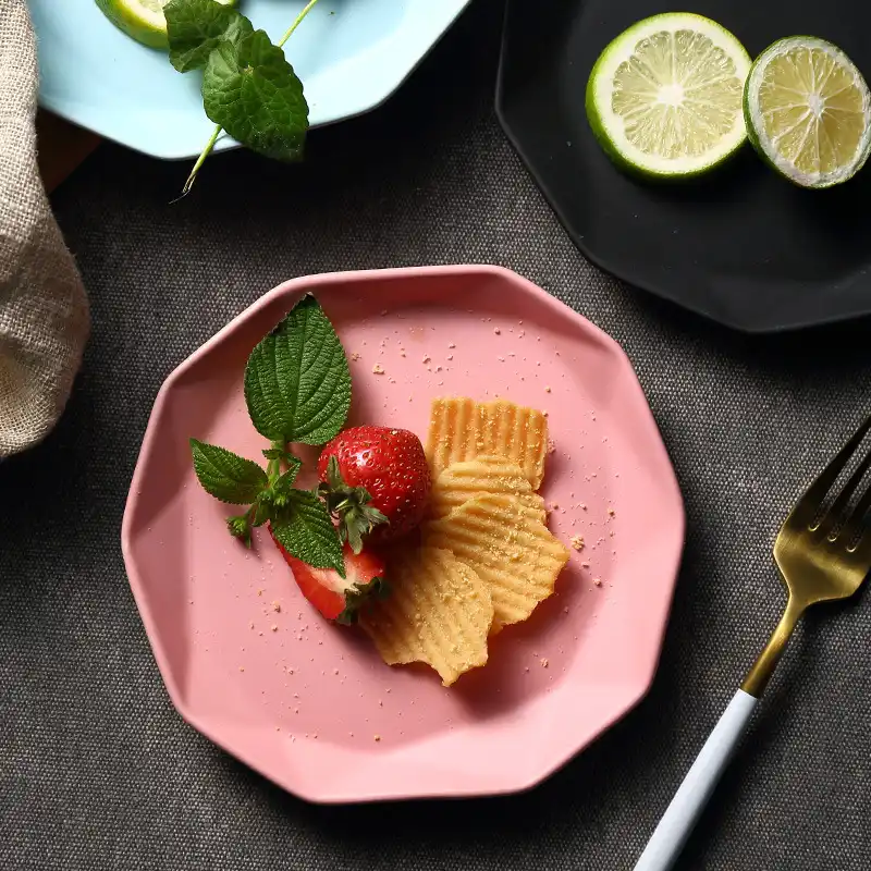 Creative Matte Dessert Plates Minimalist Nordic Diamond Pure Color