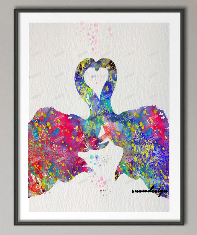 Elephant Kiss Rikivity canvas painting Modern wall art poster print