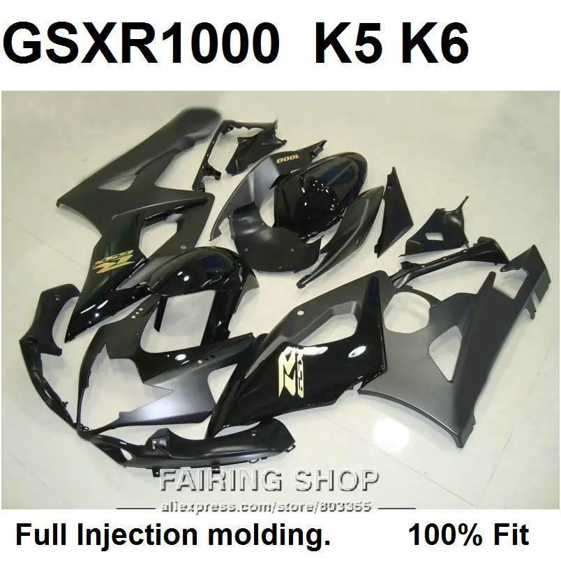 

Bodywork fairing kit for Suzuki injection molded GSXR1000 05 06 glossy black fairings set GSXR 1000 2005 2006 WT60
