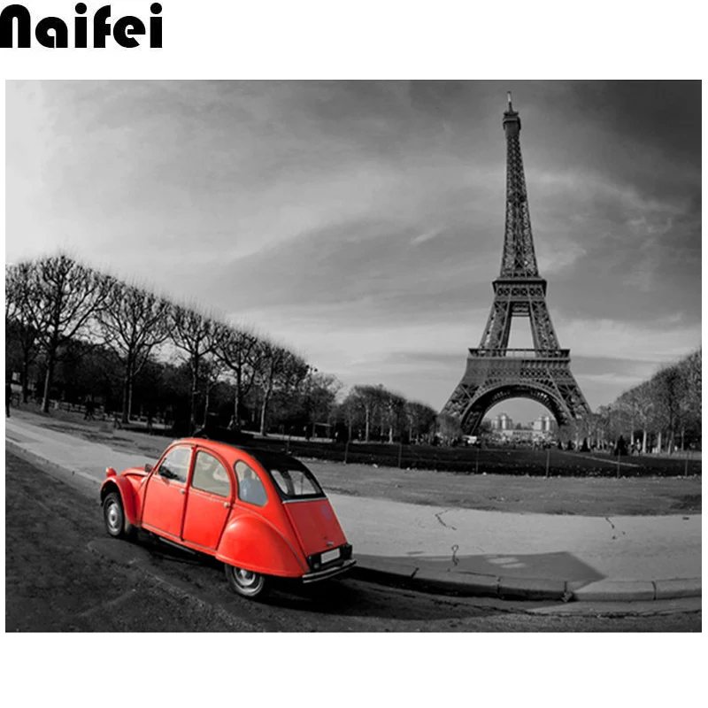 DIY New Diamond Embroidery 2019 paris tower Painting With Square Stones red car diamond Mosaic Sale Home Decoration | Дом и сад