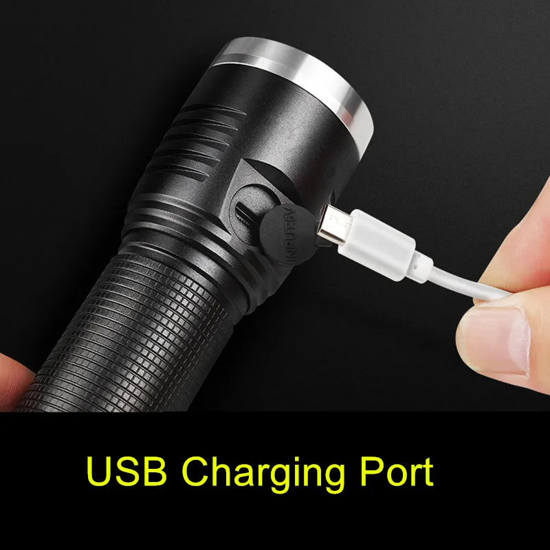 4000 Lumen LED XML T6 USB Rechargeable Flashlight 26650 Battery;Mini USB Light Portable Flashlight Torch 16340 Battery Lamps