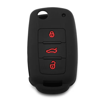 

1pcs Silicone Key Case Cover For VW Passat Touran Bora Polo Golf Ibiza Leon Octavia Fabia For Seat For Skoda 3 button remote key