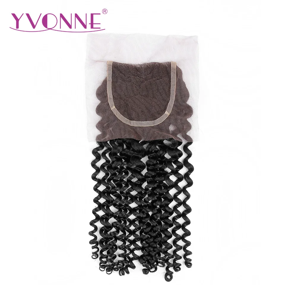 YVONNE Malaysian Curly Lace Closure 4x4 Free Part Virgin font b Human b font font b