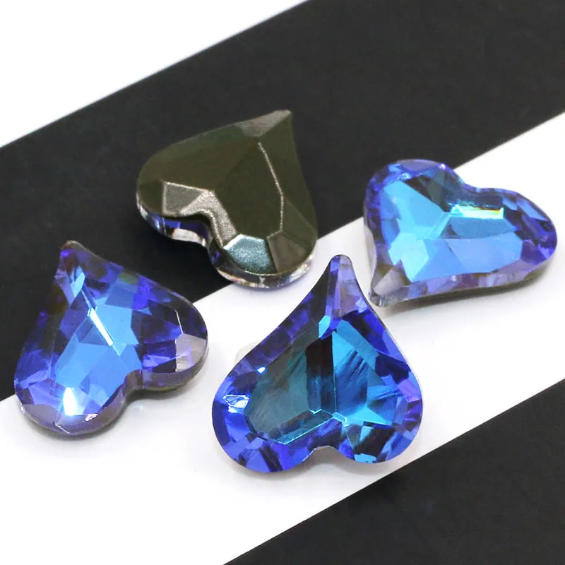 K9 стеклянные остроконечные Стразы 12x13 мм в форме сердца с кристаллами Стразы на клею для ногтей обувь сумки зажим для волос - Цвет: Dark olive