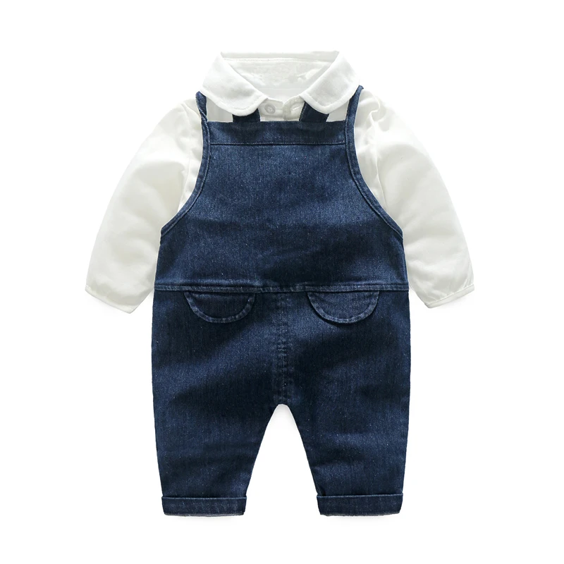 Newborn Baby Clothes Cotton Boys Suit Sets white Romper + Striped