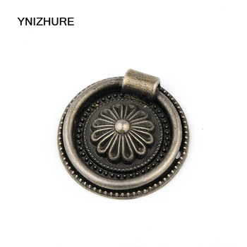 

20PCS 37mm Ring Style single hole antique brass color knobs Mini screw mounting handle antique jewelry box wooden accessories