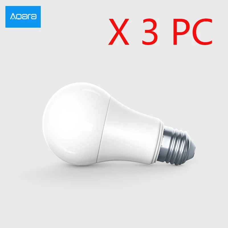 Wholesale Xiaomi Aqara 9W E27 2700K-6500K 806lum Smart White Color LED Bulb Light Work with Home Kit and MI Home App Smart Lamp - Цвет: 3PCS