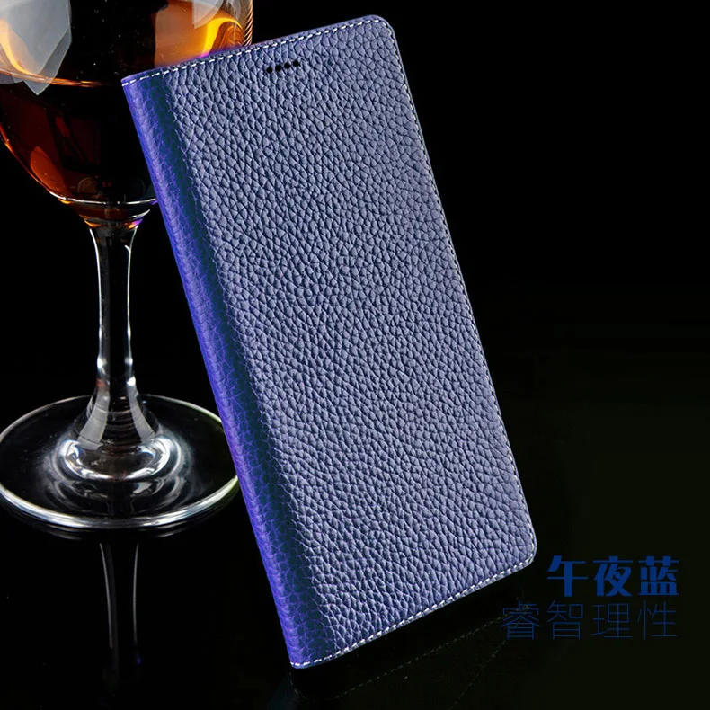  7 Color Natural Genuine Leather Magnetic Stand Flip Cover For BlackBerry Priv 5.4