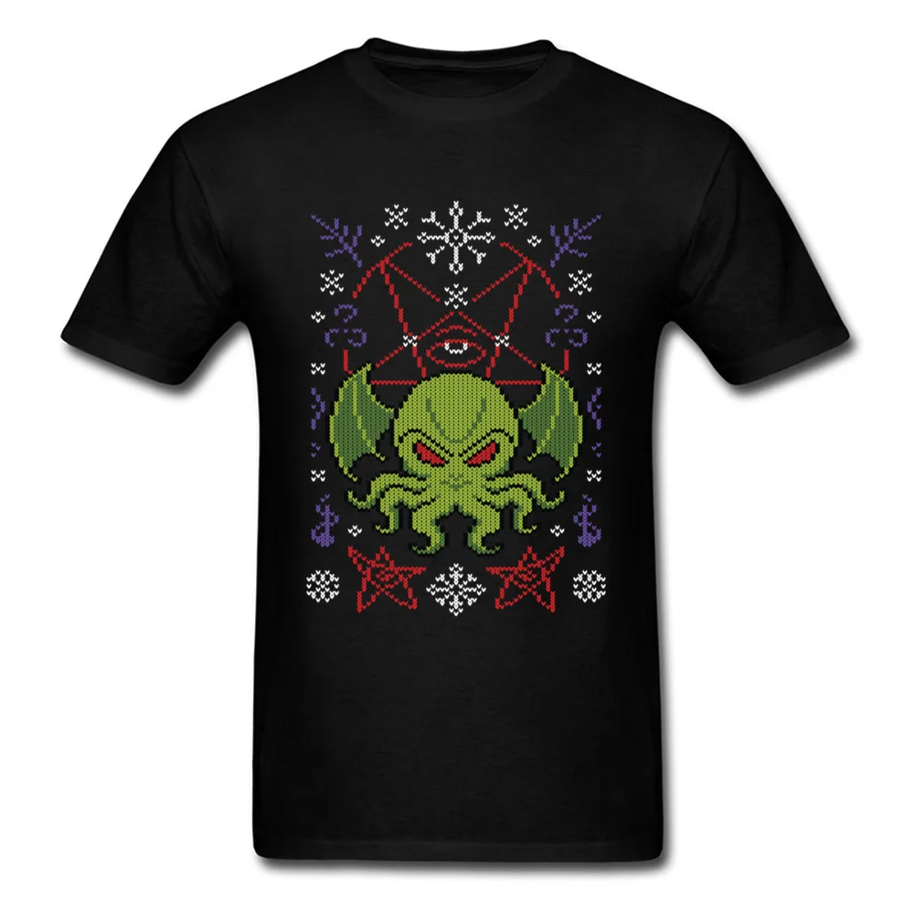 Веселая Футболка Cthulhu Мужская футболка с рождественским подарком милая одежда в
