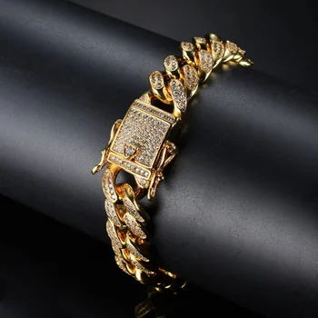

BNRESALE Mens 12mm Luxury Copper Cubic Zircon Bracelet Wedding Engagement Bling Bling Music Jewelry for Rapper Basketball Lover