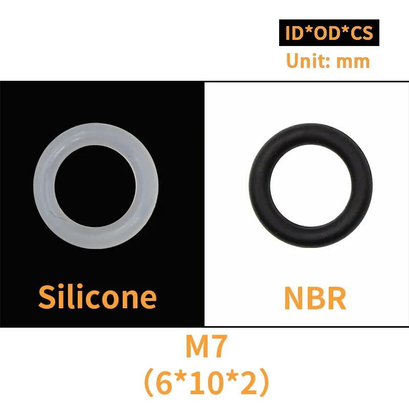 20 шт. M3 M4 M5 M6 M7 M8 M9 M10 Белый силиконовый черный NBR уплотнительное кольцо уплотнения винт шайба резиновая шайба уплотнительное кольцо ассортимент прокладок - Цвет: M7