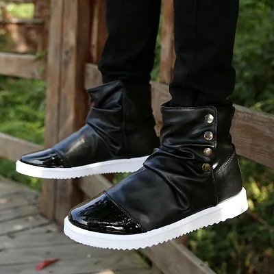 Ботинки для мотокросса мужские удобные амортизирующие мужские ботинки челси модные высококачественные высокие ботинки AA50100 - Цвет: Черный