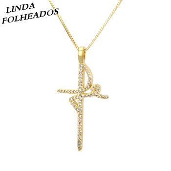 

New Arrival Hot Sales Fashion Jewelry Gold Copper Cubic Zirconia Cross Pendant Necklace for women Unisex Street Party Everyday