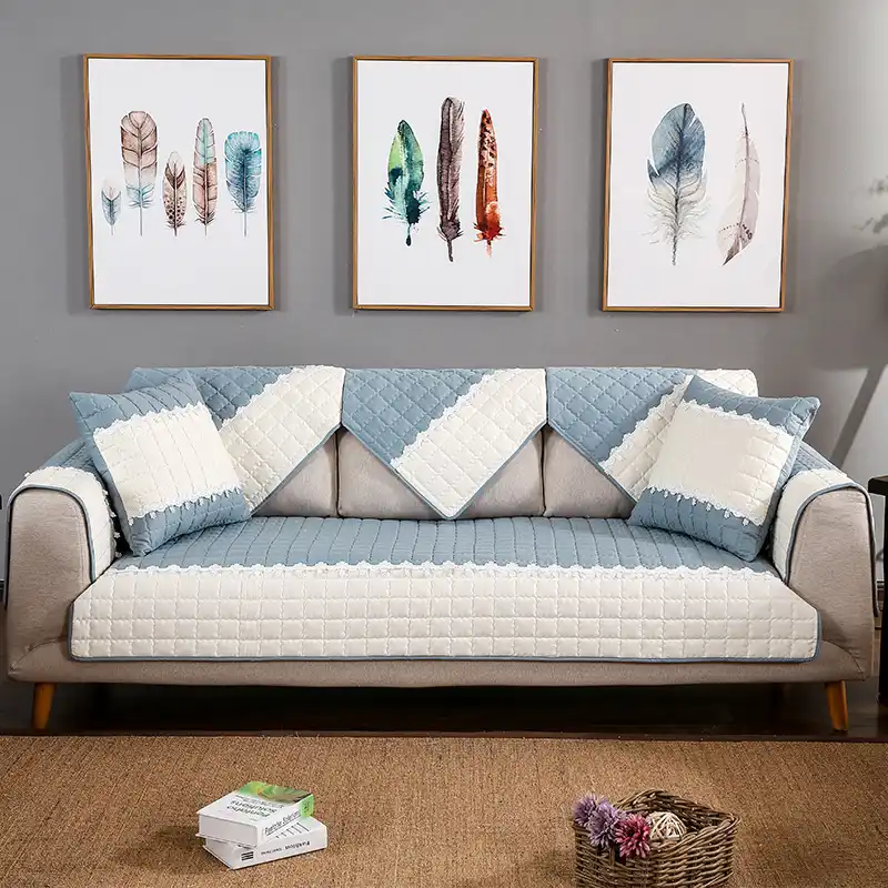 Double Color Lace Sofa Cover Cotton Slip Resistant Towel Sofa Cover Cotton Slip Resistant