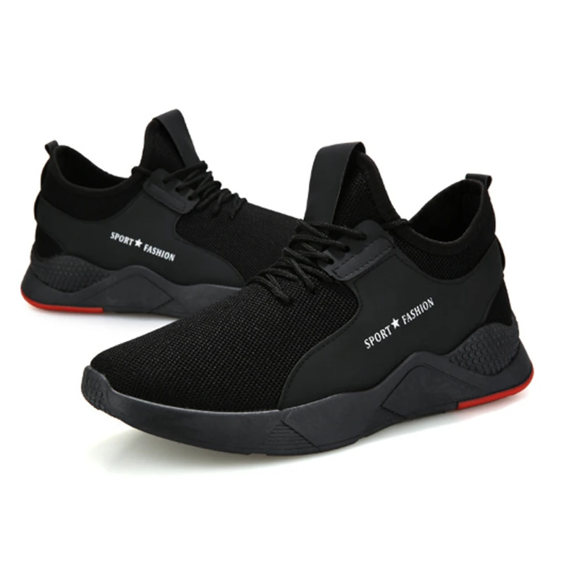 SHUJIN/Мужская Вулканизированная обувь; Летние черные новые дышащие повседневные спортивные мужские кроссовки; сетчатые кроссовки на шнуровке; обувь на плоской подошве; большие размеры 39-44