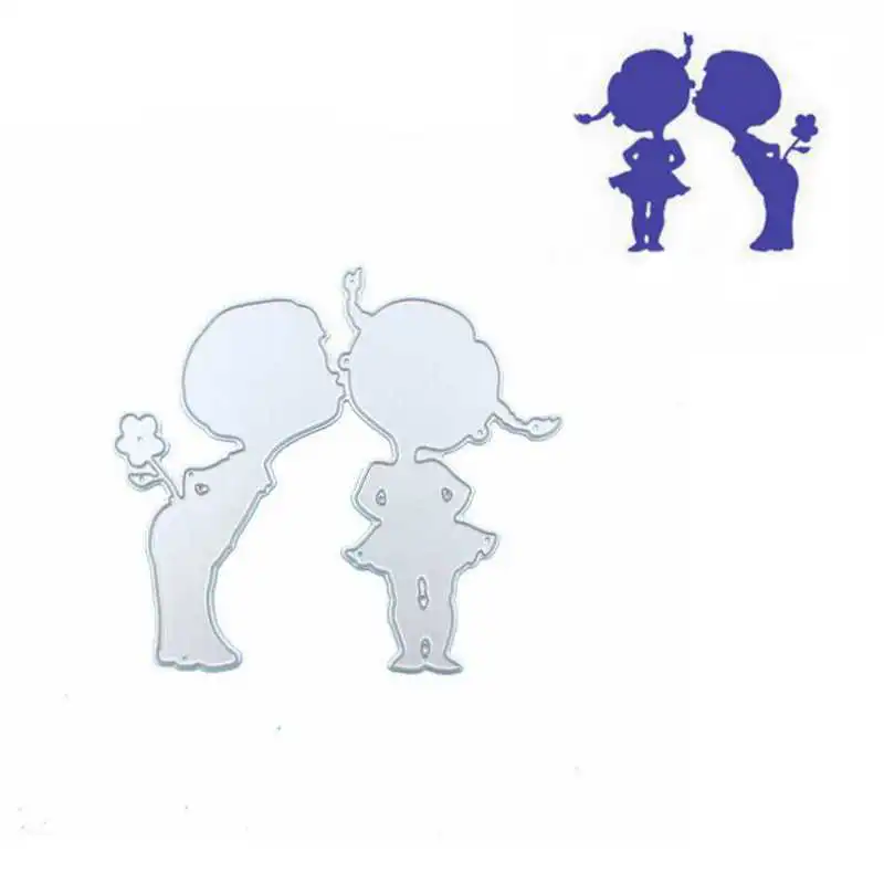 Cute Boy Girl Kissing Cutting Dies Stencil For Diy Scrapbooking