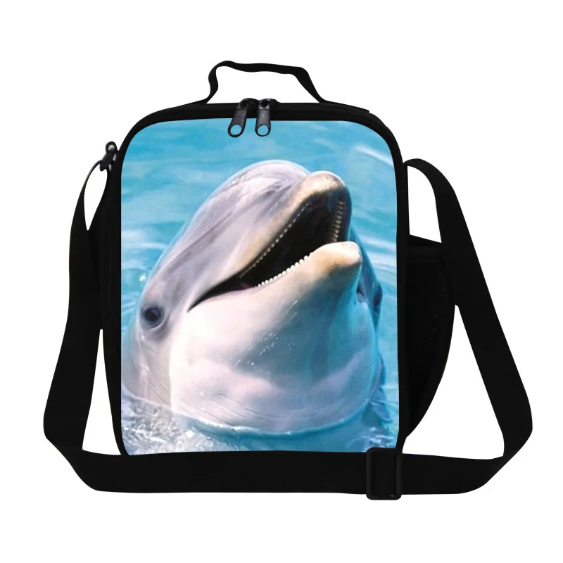 Новая сумка для обеда с животными акулами для женщин, офисная, Детская квадратная стильная термальная сумка для обеда на плечо, Герметичная сумка для пикника для девочек - Цвет: Бежевый