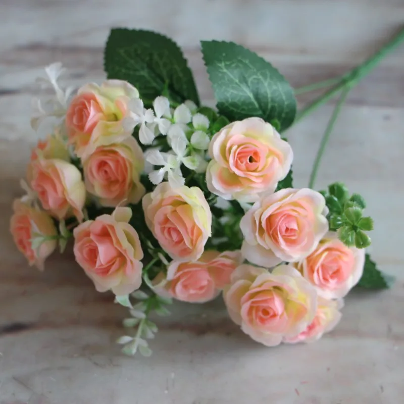 

10heads/1 bundle Silk tea rose Bride bouquet Christmas home wedding new Year decoration fake plants artificial flowers Ornament
