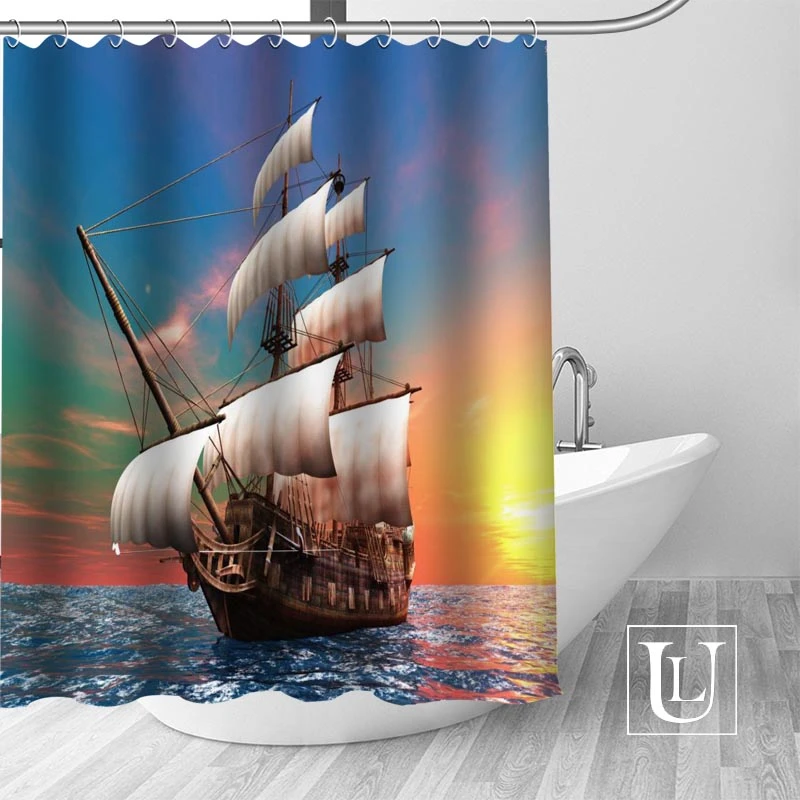 Custom Pirate Ship Curtain Fabric Modern Shower Curtain Bathroom Beautiful Curtains Bath Decor Polyester Cloth Waterproof Shower Curtains Aliexpress